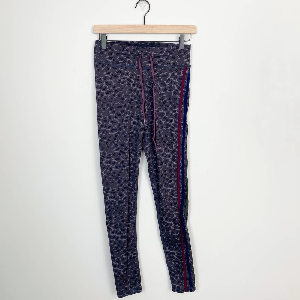 The Upside Gray Leopard Print Leggings With Side Stripe Size 8